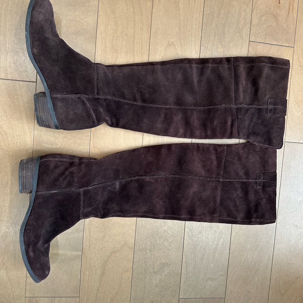 Brown Suede Knee-High Boots